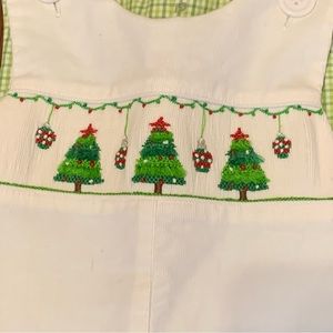NWT Zuccini Kids Christmas Jon Jon reversible corduroy and gingham 12m